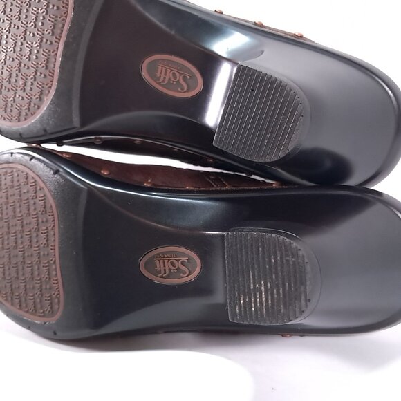 Sofft Mule Clogs Womens 9.5 M Brown Studded Leather Slip On Heel Boho 1009575 - Picture 13 of 14